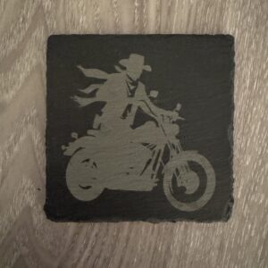 Slate Coaster - Cowboy on Motorcycle