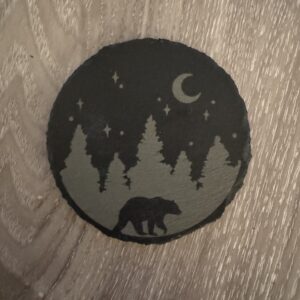 Slate Coaster - Bear in Forest, Nightsky