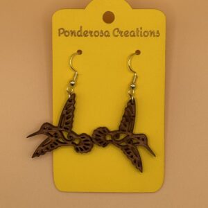 Lightweight Stained Wood Intricate Hummingbirds