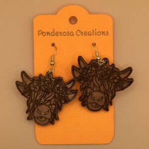 Lightweight Wood Engraved Highland Cow cut-out with Flower Headband