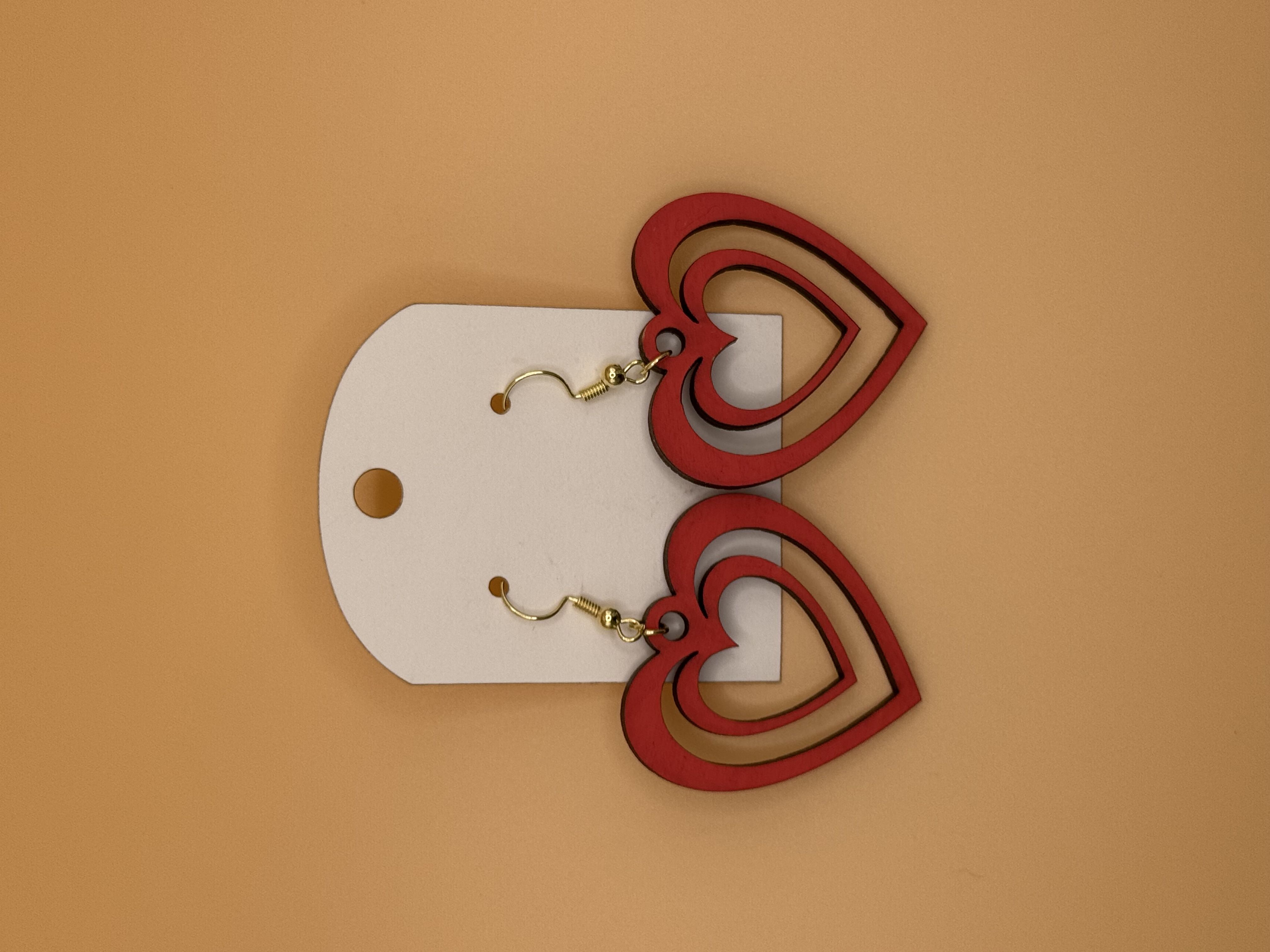 Lightweight Painted Wood Double Heart