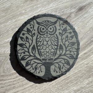 Slate Coaster - Owl in Tree Design